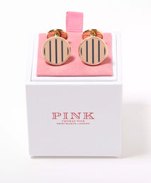 Pale Pink & Blue Enamel Striped Cufflinks