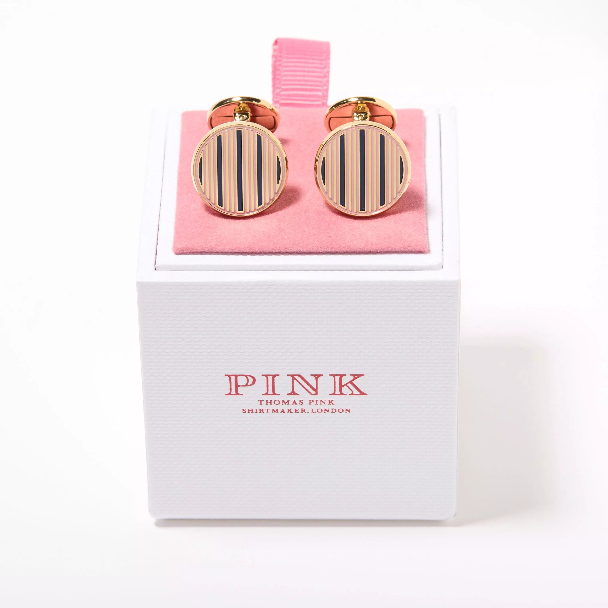 Pale Pink & Blue Enamel Striped Cufflinks