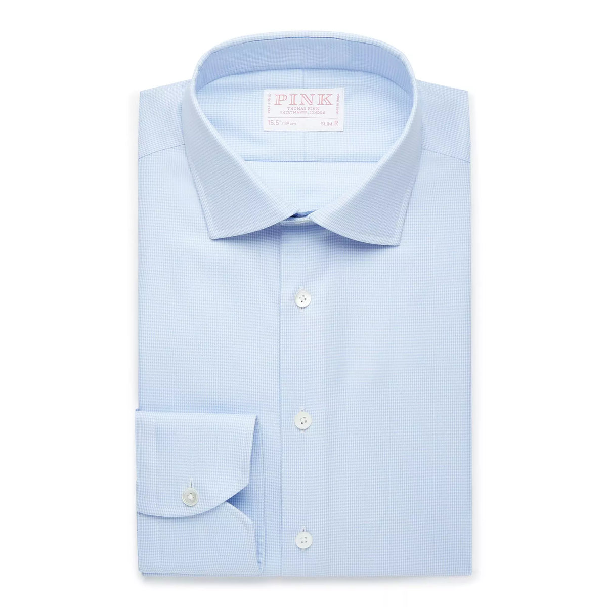 Pale Blue & White Slim Fit Royal Twill Puppytooth Formal Shirt