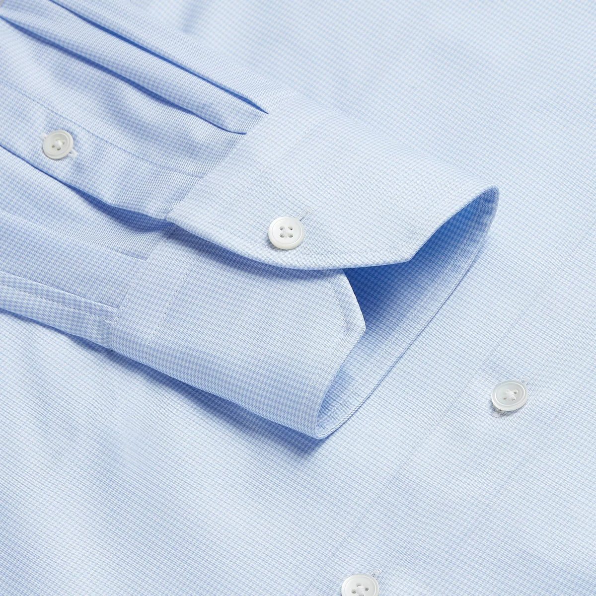 Pale Blue & White Slim Fit Royal Twill Puppytooth Formal Shirt