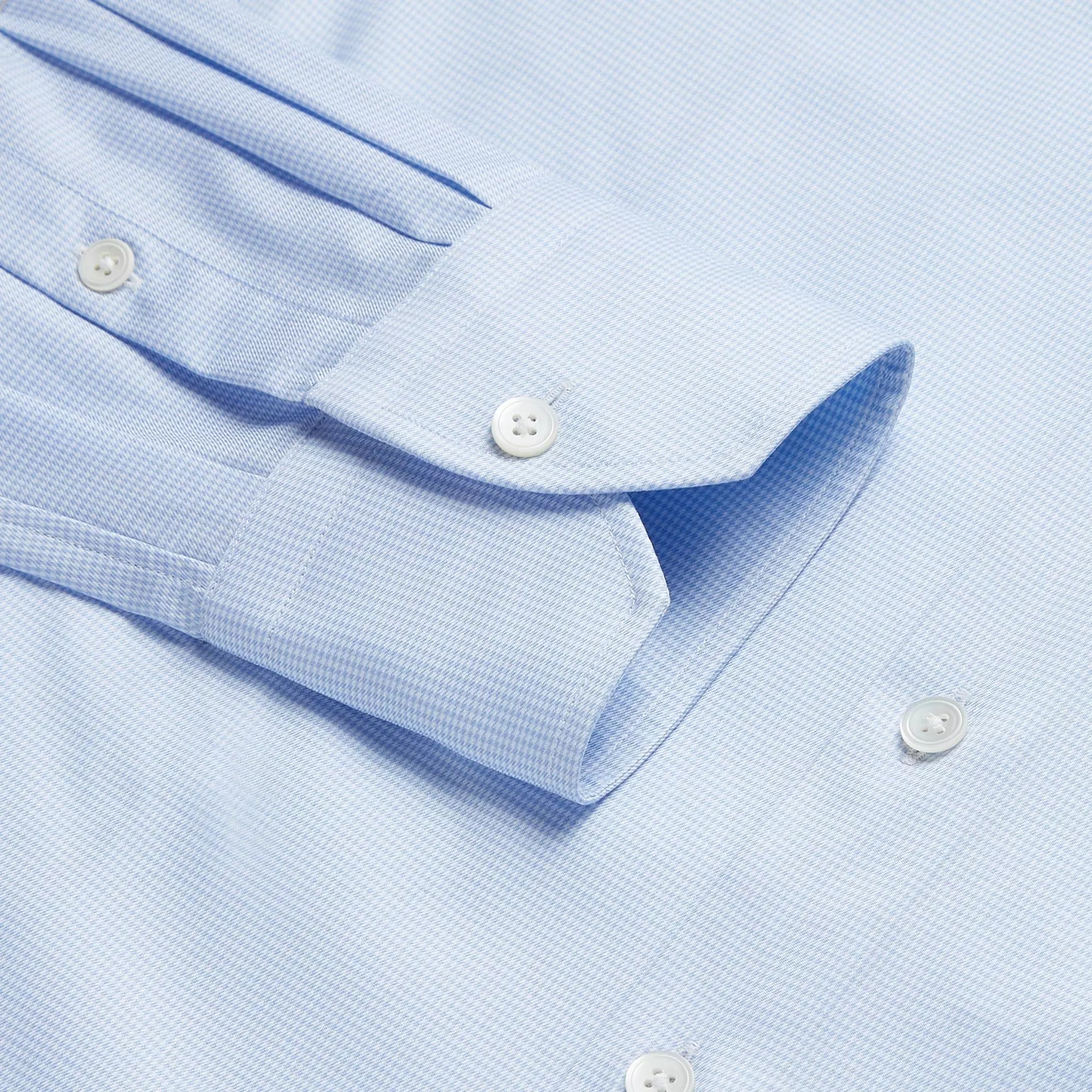 Pale Blue & White Slim Fit Royal Twill Puppytooth Formal Shirt