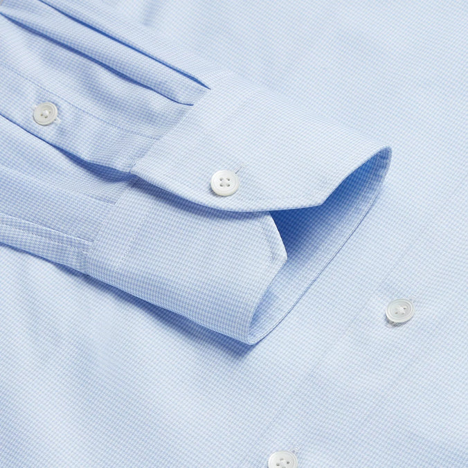 Pale Blue & White Slim Fit Royal Twill Puppytooth Formal Shirt