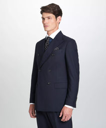 Navy Tailored Fit Chalk Stripe Double Breasted Jacket