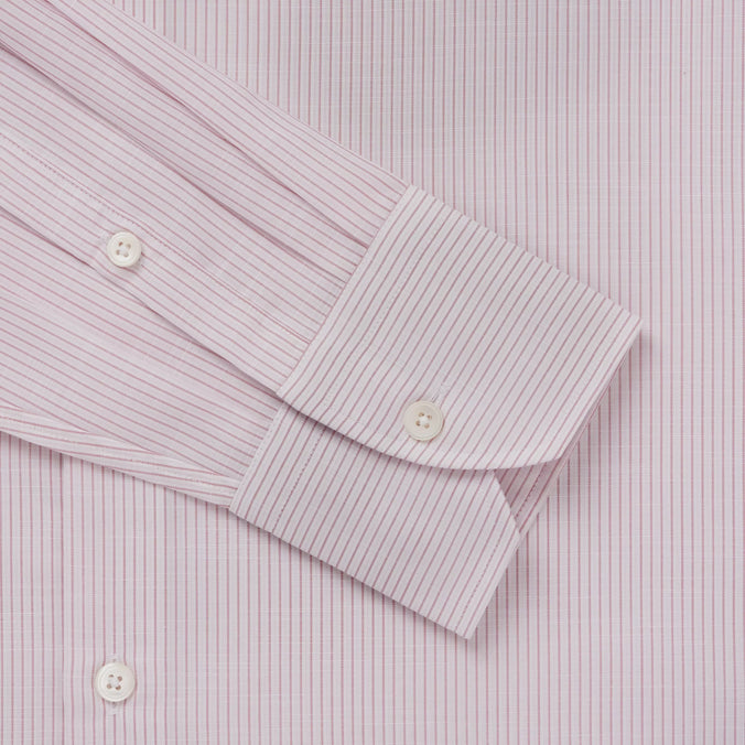 Pale Pink & White Slim Fit Fine Slub Stripe Formal Shirt