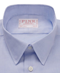 Blue & White Slim Fit Bi-Colour Twill Formal Shirt