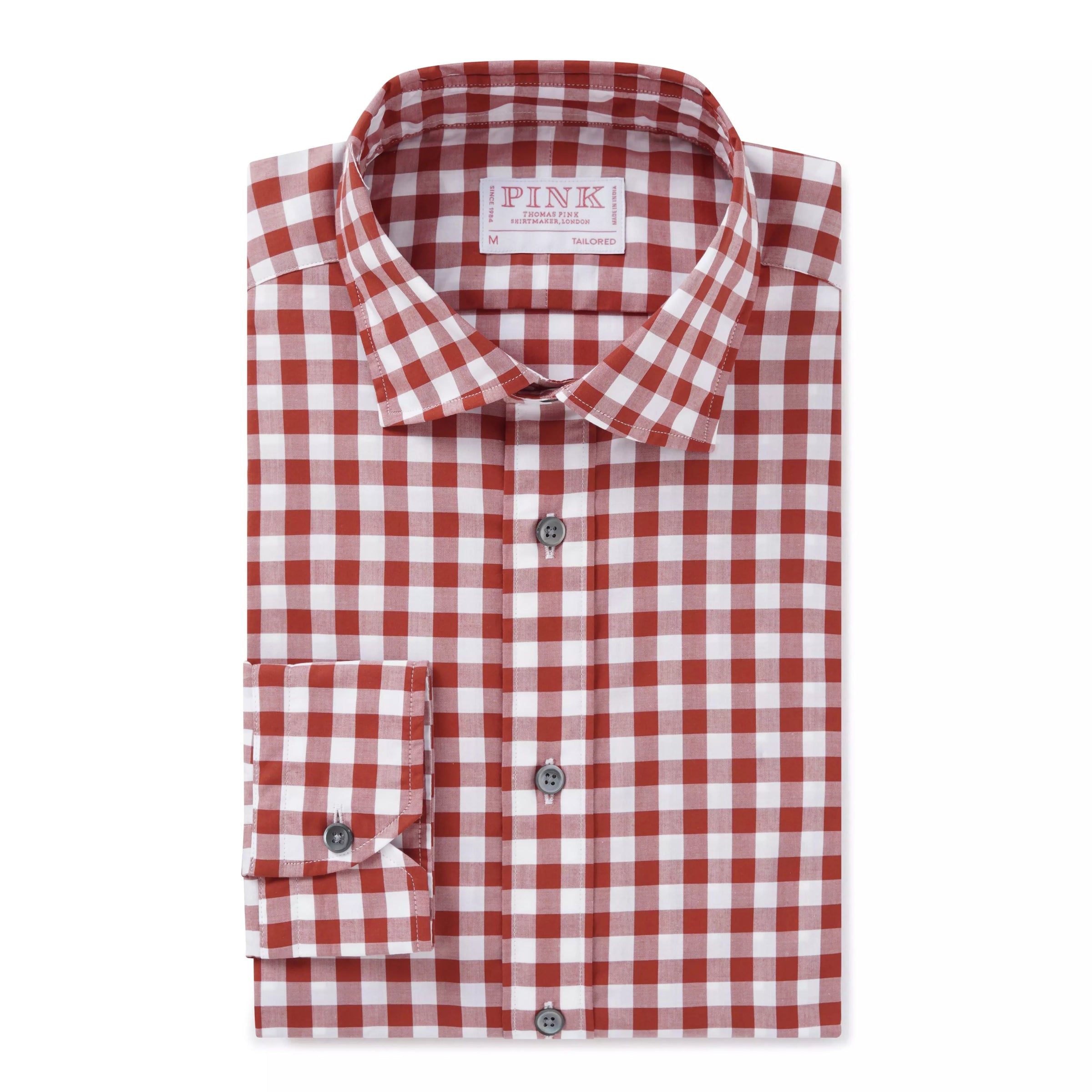 Brown & White Tailored Fit Smart Casual Gingham Shirt