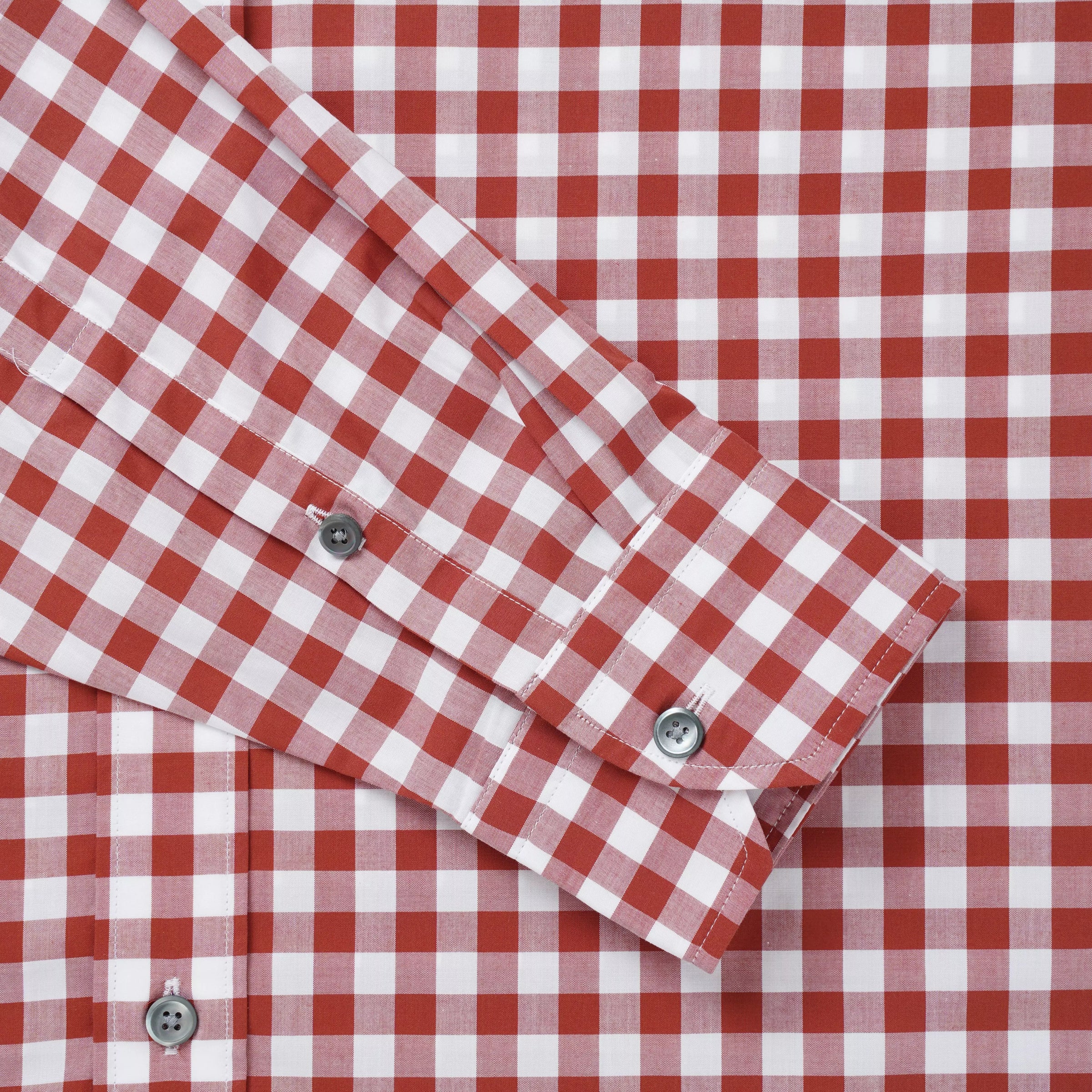 Brown & White Tailored Fit Smart Casual Gingham Shirt