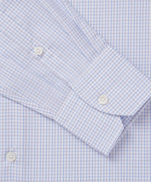 Pale Grey & Blue Tailored Fit Grid Check Formal Shirt