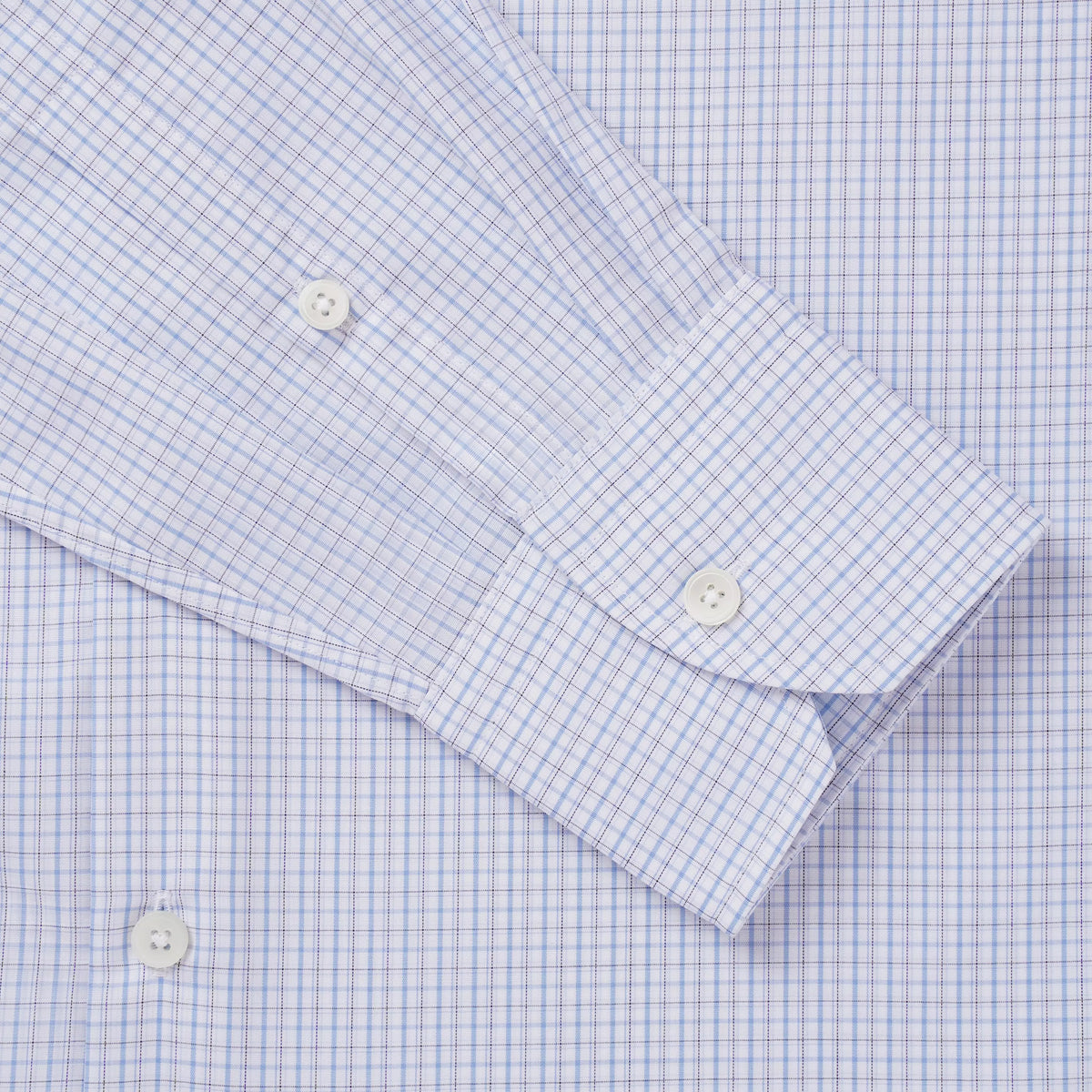 Pale Grey & Blue Tailored Fit Grid Check Formal Shirt