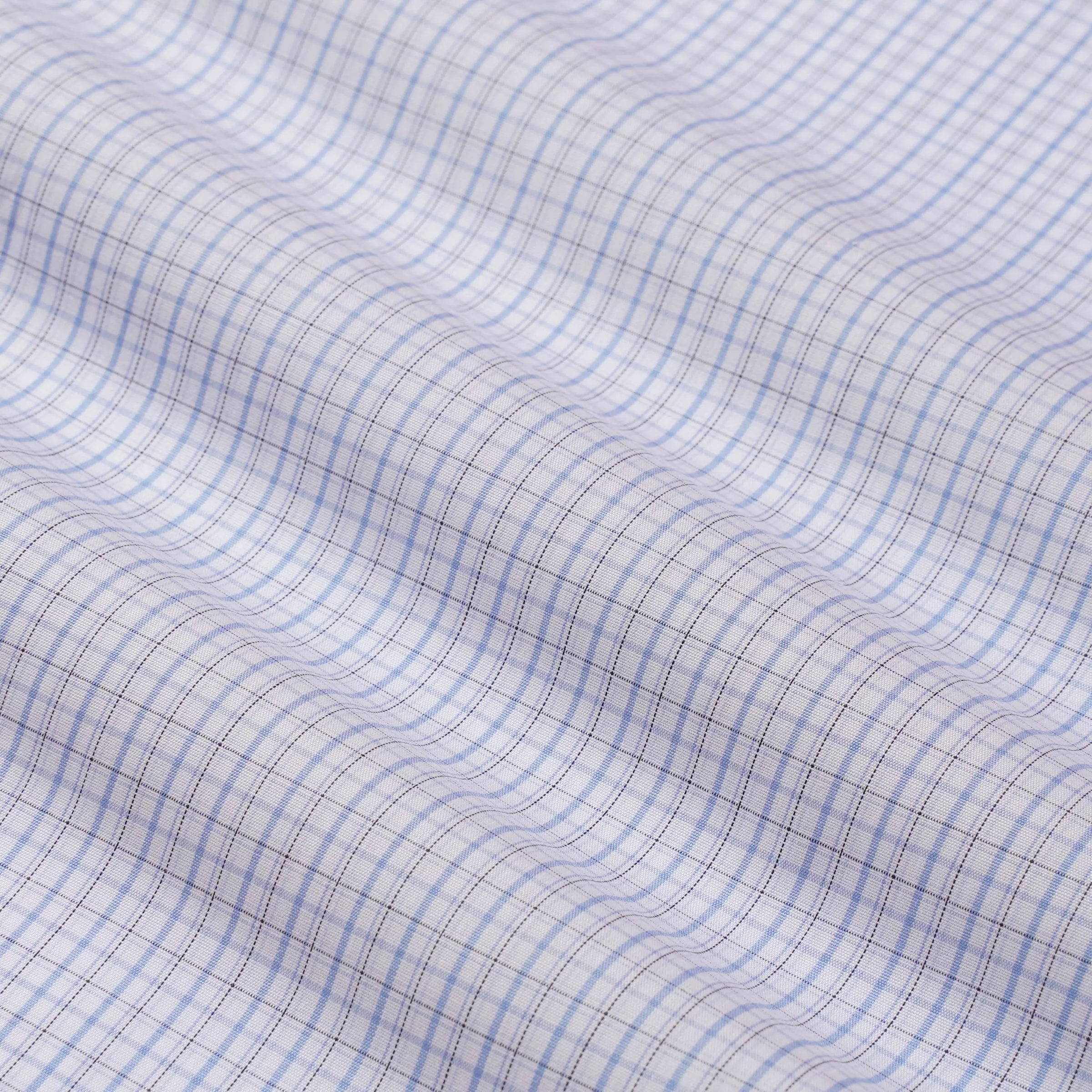 Pale Grey & Blue Tailored Fit Grid Check Formal Shirt