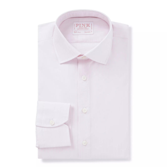 Pale Pink & White Tailored Fit Poplin Stripe Formal Shirt