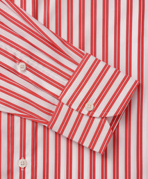 Red & White Tailored Fit Double Stripe Formal Shirt